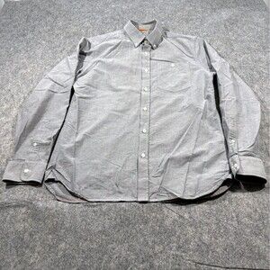 Jack Spade Long Sleeve Button Collared Shirt Oxford Men Gray Cotton Sz M Stain